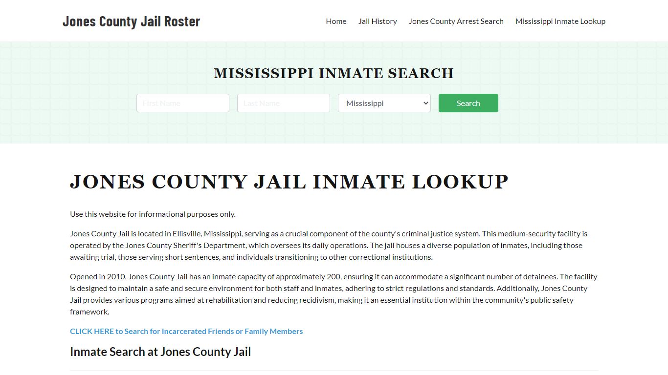 Jones County Jail Roster Lookup, MS, Inmate Search