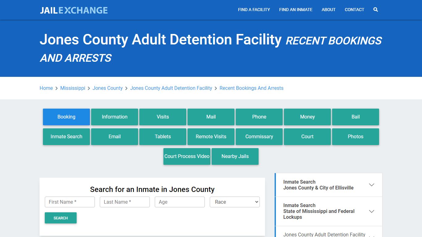 Jones County Adult Detention Facility MS Recent Arrests and Bookings