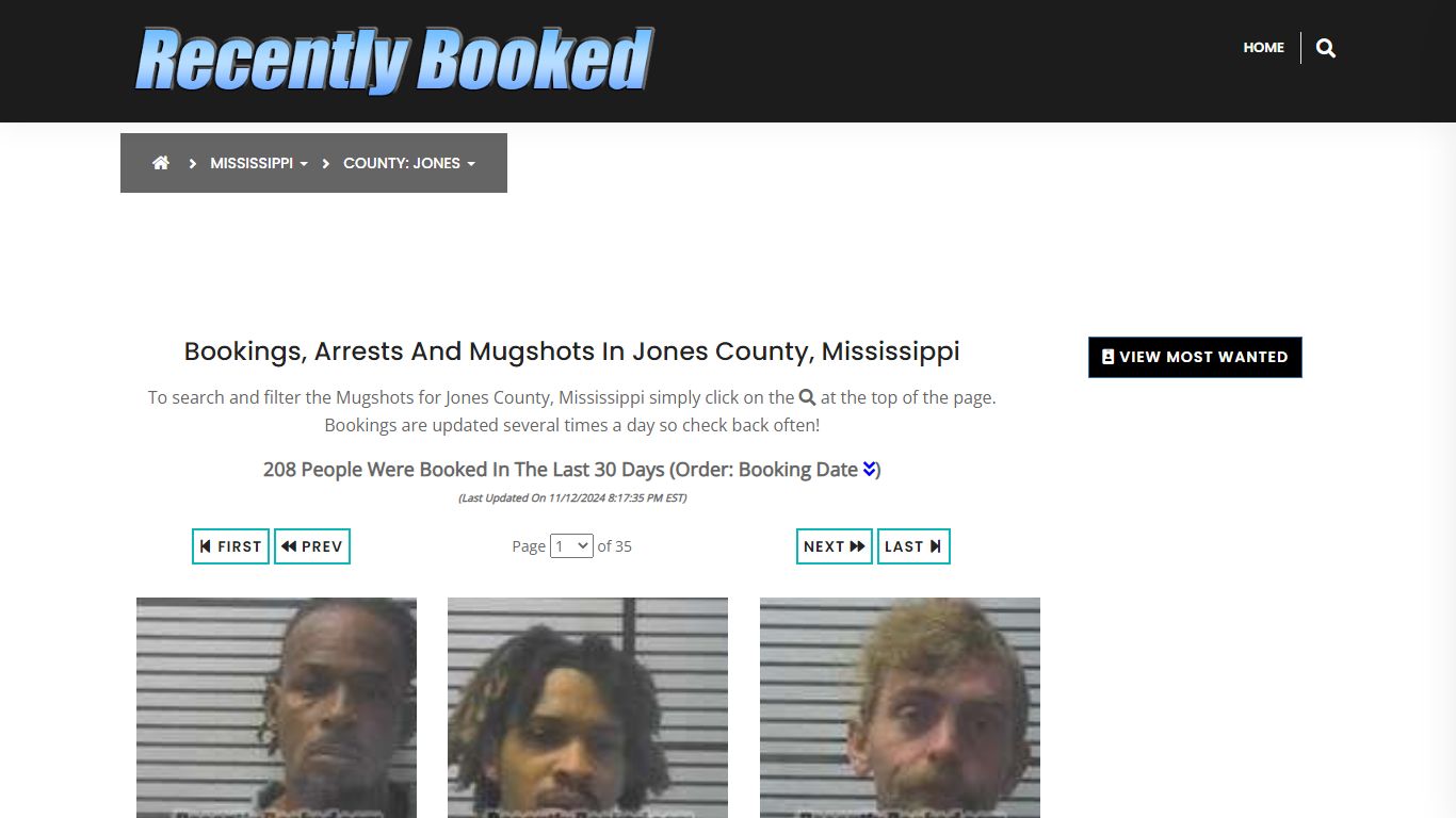 Bookings, Arrests and Mugshots in Jones County, Mississippi