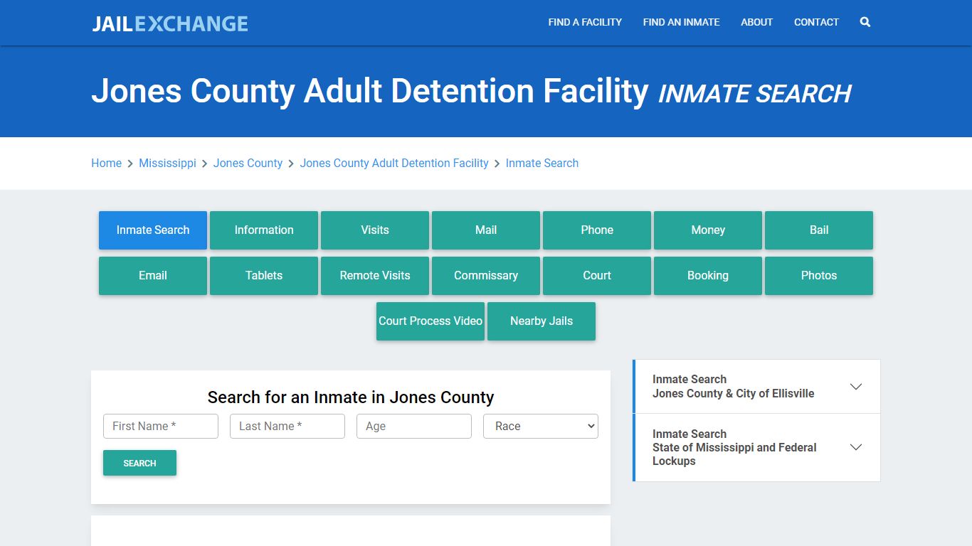 Jones County Adult Detention Facility Inmate Search